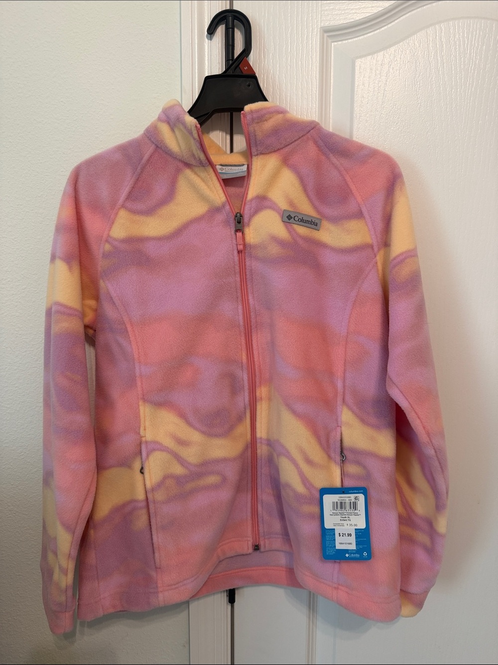 Columbia Pink Lavender and Yellow Swirl Fleece Hoodie